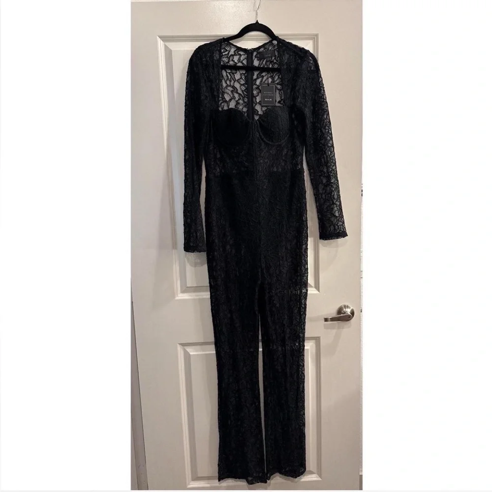 NWT Michael Costello Black Lace Design Jumpsuit‎